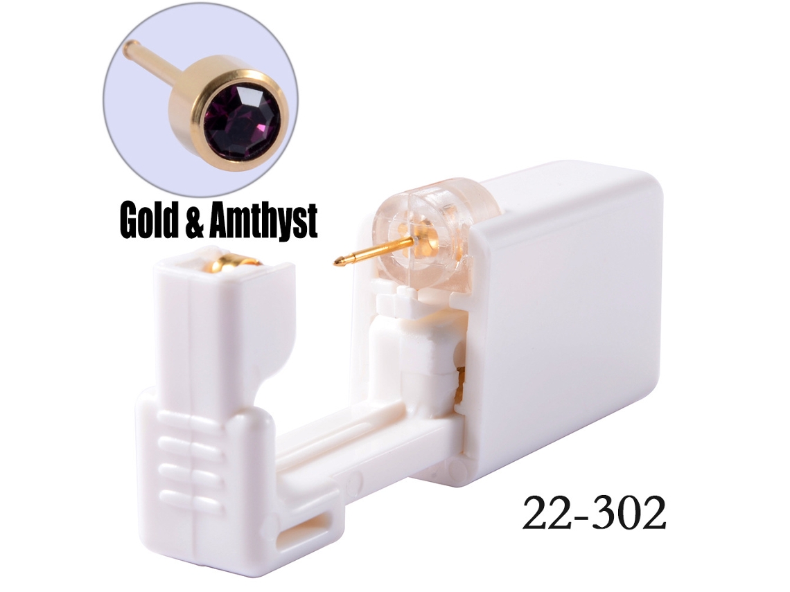 Piercing De Orelha, Descartáveis ​​para Perfuração Da Orelha, Com Brincos De Aço Inoxidável Dourado De 4 Mm, 1 Par (roxo Escuro) Spqment