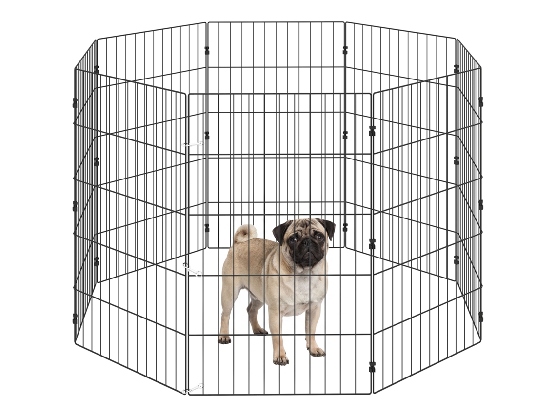 Cerca de Cerca de Cães de Metal Dobrável e Expansível 50x80 Cm Preto Ge