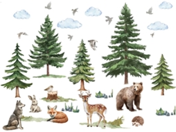 Adesivos De Parede Decorativos Com Animais Da Floresta Em Desenho Animado Para Quarto Infantil, Jardim De Infância E Decoração De Parede Autoadesiva.