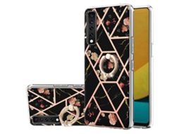 Capa De Tpu À Prova De Choque Com Estampa De Flor De Mármore E Galvanoplastia Para Lg Stylo 7 Com Suporte De Anel De Strass