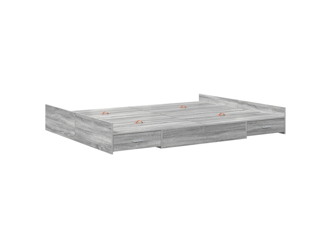 Conjunto 1 Estrutura De Cama Moderna Vidaxl Cinzento Madeira De Pinho Maciça (140 X 190 Cm)