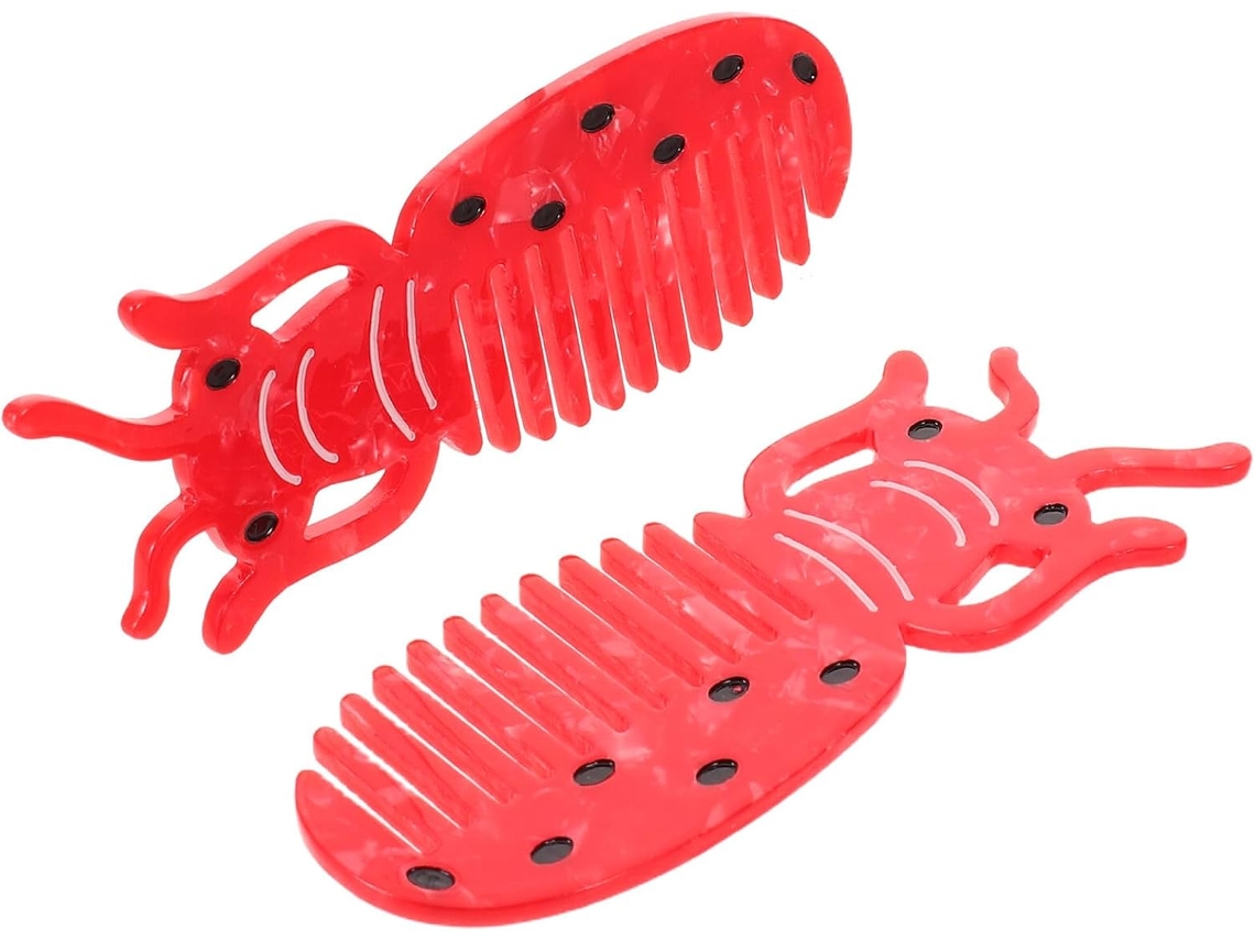 Conjunto De 2 Pentes De Cabelo Em Acetato De Celulose Vermelho