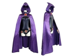 Traje De Raven Dos Jovens Titãs Com Capa E Corrente De Cinto Para Halloween E Cosplay L Traje E Peruca