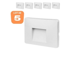 Conjunto de 5 Pontos Led de Parede Quadrada Branca Vektab3 3W 3000K Ip65 BRAYTRON