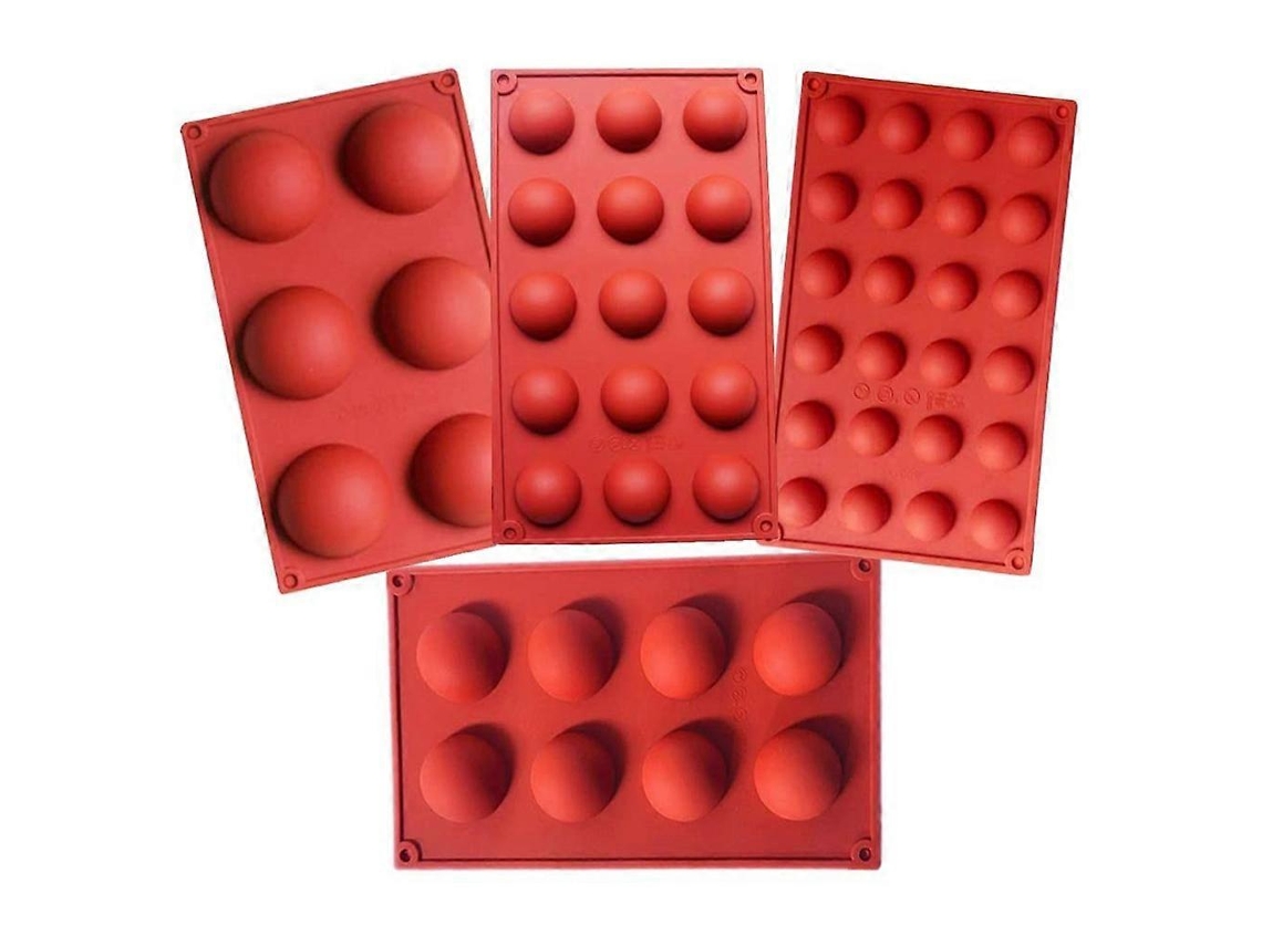 Conjunto De 4 Moldes De Silicone 3d Em Formato De Bola, Meia Esfera, Para Confeitaria Caseira, Pudim, Mousse, Chocolate E Bolo. Acessórios De Cozinha.