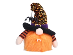 Decoração Halloween Iluminada Anão Boneca Sem Rosto Laranja