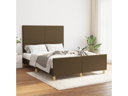 Estrutura De Cama Sem Colchão 140x190 Cm Tecido Castanho-escuro