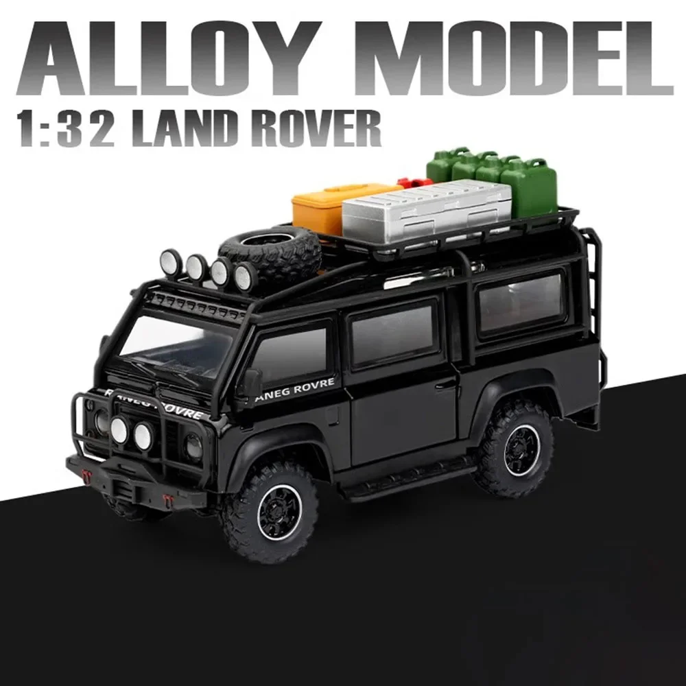 (preto) Miniatura De Carro Land Rover Defender Range Rover Na Escala 1:32 Com Efeitos De Som E Luz, Um Presente Para Crianças.