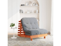 Vidaxl Sofá-cama Futon C/ Colchão Madeira De Pinho Maciça Castanho-mel