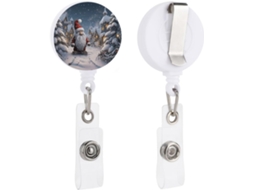 Porta Crachá Retrátil Com Clipe Tipo Jacaré, Chaveiro e Tema Natalino De Neve, Ideal Para Funcionários de Mesa