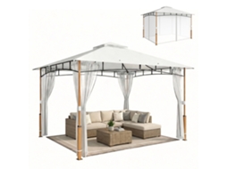Gazebo 3 X 3,6 M com Teto Duplo Upf50+ e Rede,cor Crema BTFORUS