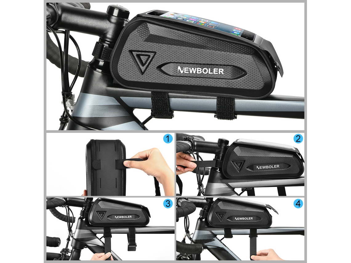 Bolsa do Tubo Superior da Bicicleta Impermeável com Suporte para Telefone S/MARCA