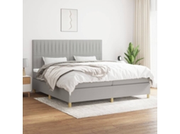 Vidaxl Cama Com Molas/colchão 200x200 Cm Tecido Cinza-claro