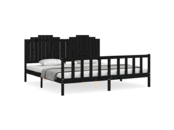 Bed Frame, Bed Frames Vidaxl Preto Madeira De Pinho (200 X 200 Cm)