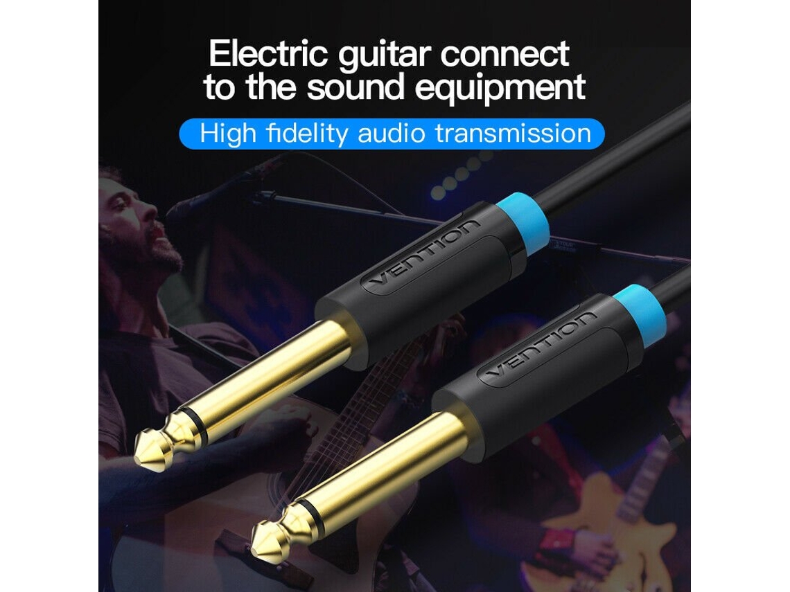 Vention Aux Guitar Cable 6.5 Jack Audio Cable 6.35Mm Aux Cable For Stereo Guitar Mixer Amplifier Speaker Black