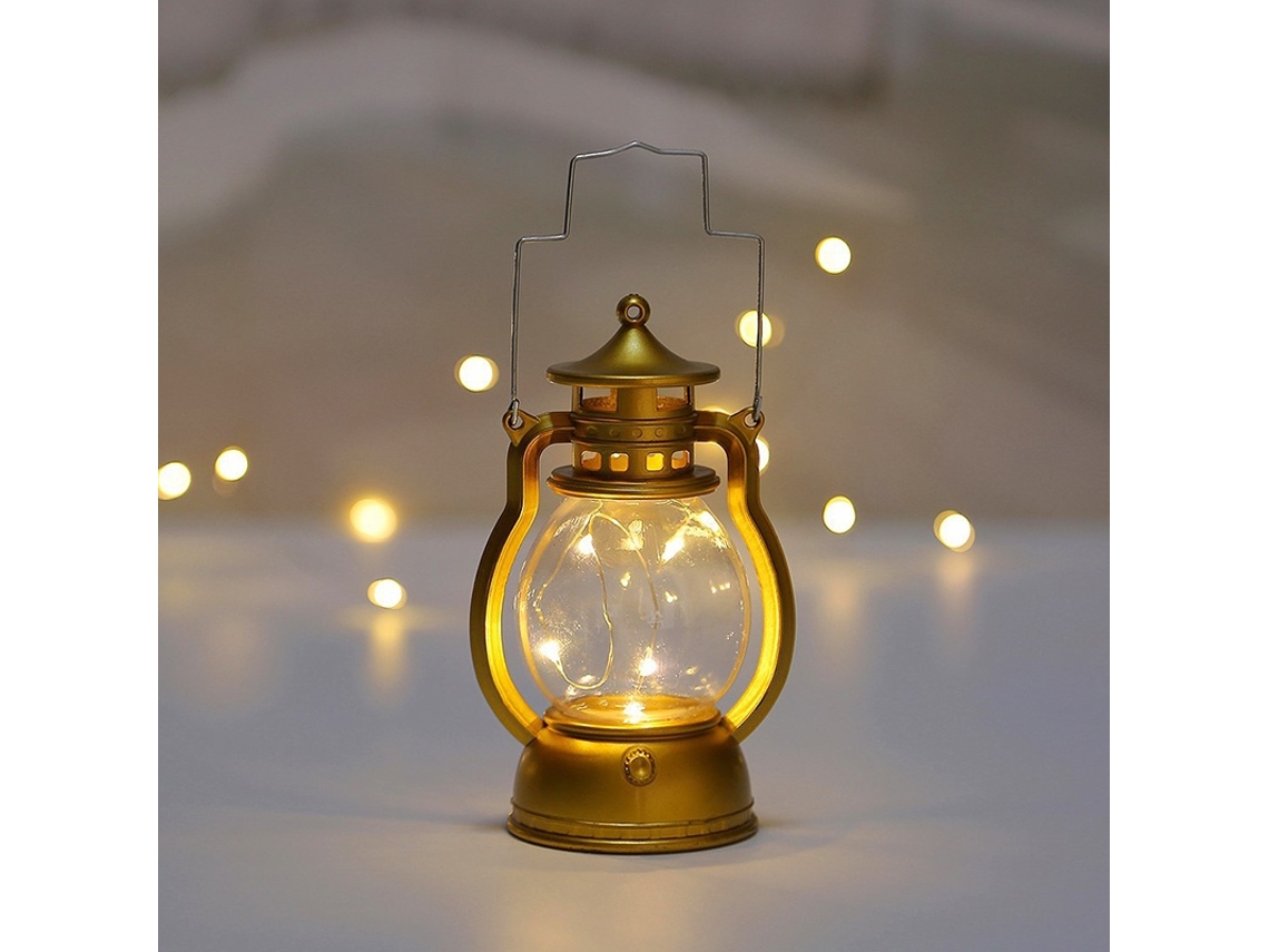 (dourado) Lâmpada De Óleo Led Retrô, Design Vintage, Funciona A Bateria, Pode Ser Pendurada.
