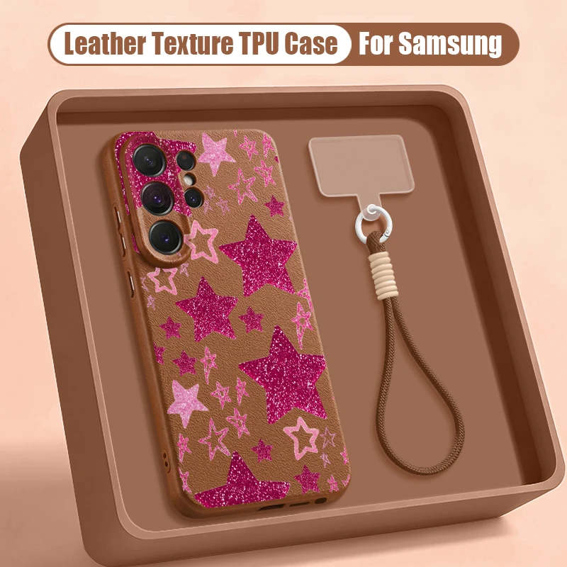 Capa De Celular Tipo Pulseira Para Galaxy A16 5g (marrom), Com Estampa De Estrelas Fofas Em Tpu.