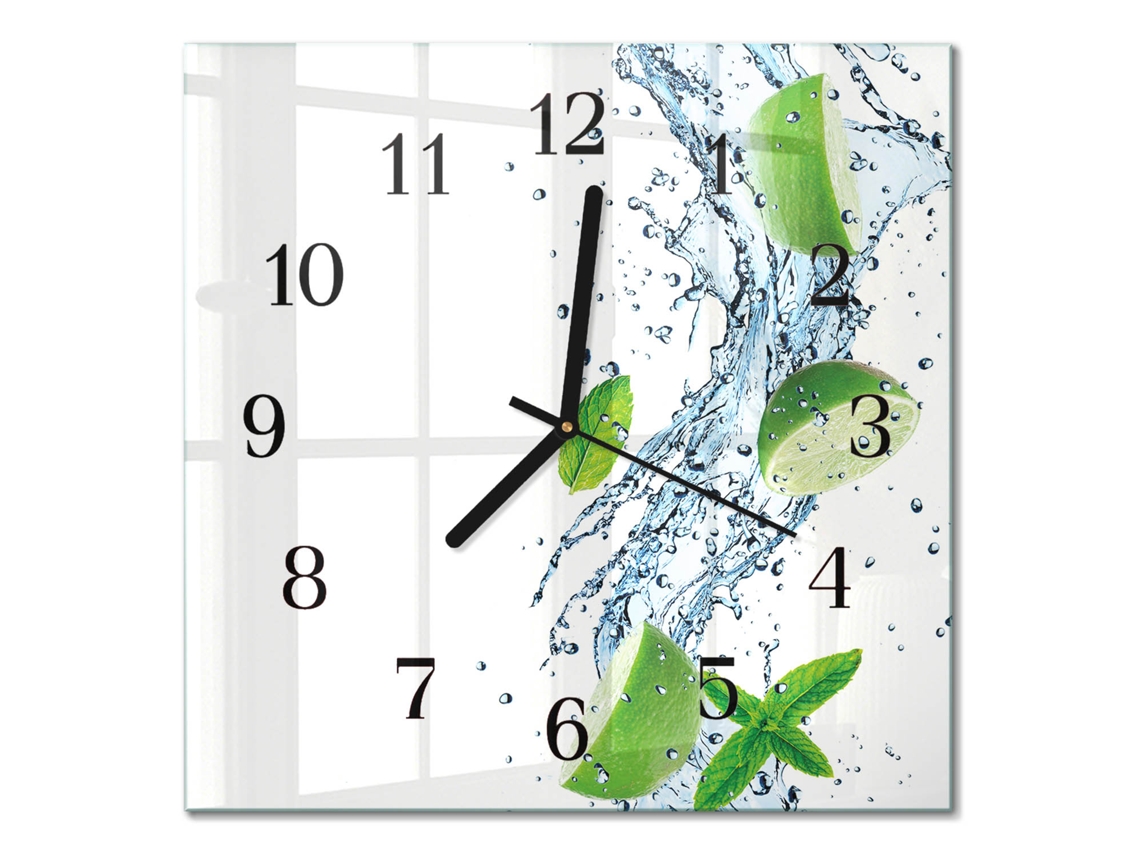 Relógio De Parede De Vidro Verde Espelharte (30x30 Cm)
