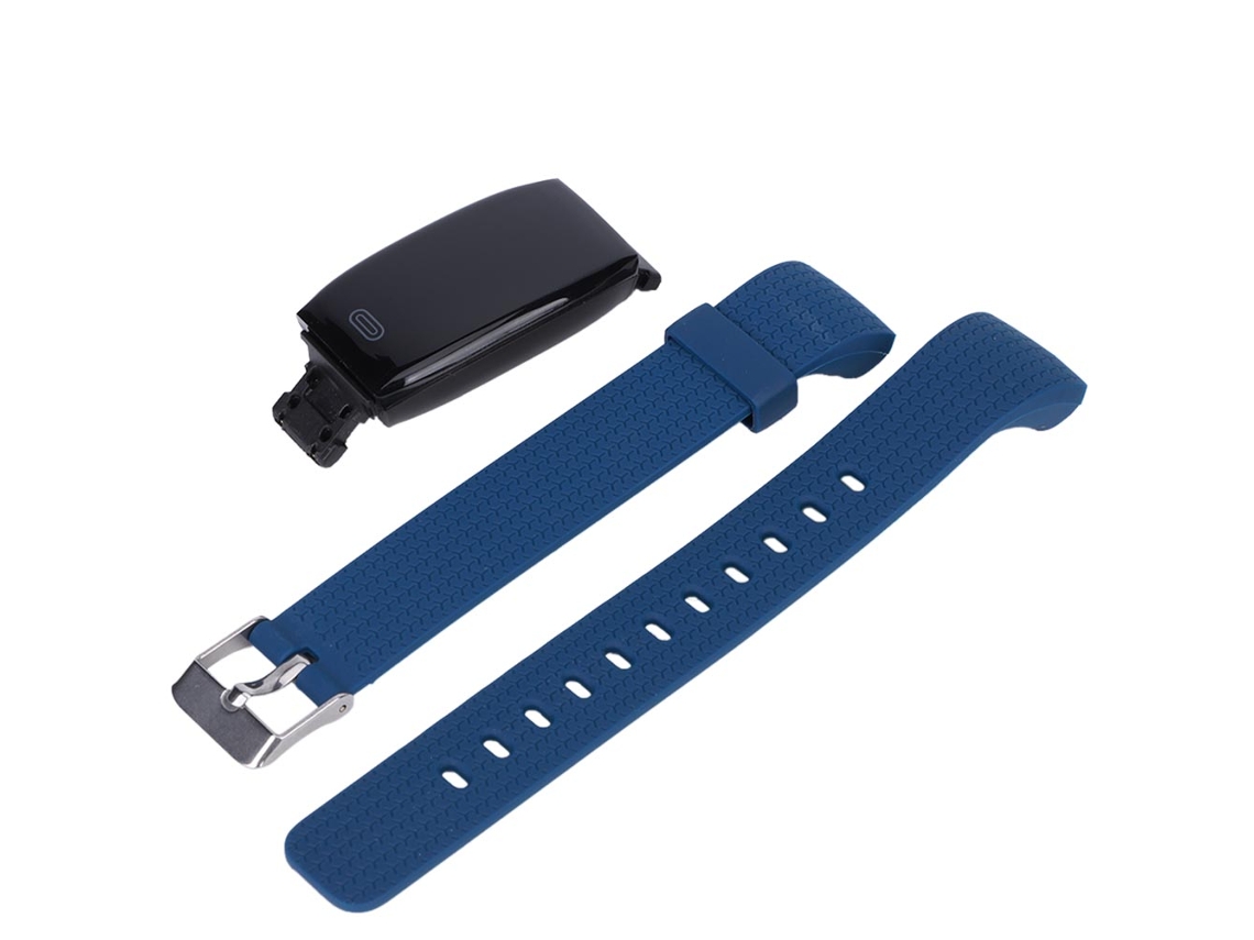 Pulseira esportiva inteligente multifuncional com contador de passos, monitoramento de frequência cardíaca e temperatura corporal - Azul