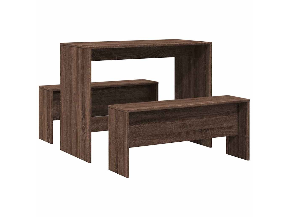 Dining Table And Bench Set, Dining Table And Bench Sets Vidaxl Marrom Madeira Processada