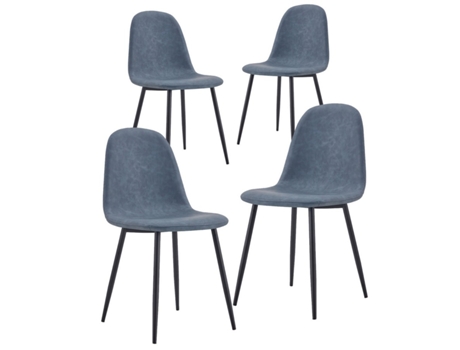 WEHOME Cadeiras de Jantar Modernas de Couro Sintético Azul 4 Peças Bella