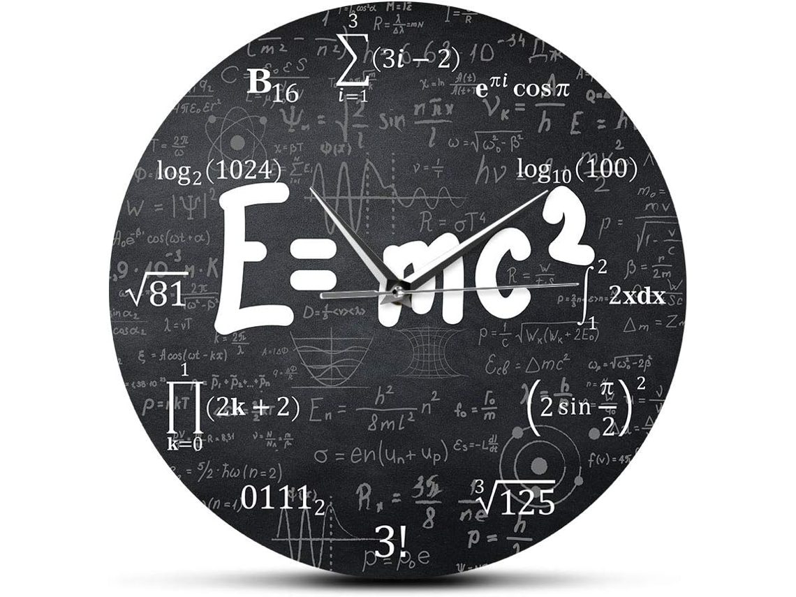 Relógio De Parede Silencioso De Quartzo Com A Fórmula Matemática E=mc² Da Teoria Da Relatividade, Ideal Nerds