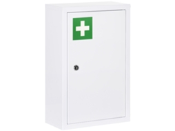 Armário De Remédios Com 3 Prateleiras, 30x14x46 Centímetros, Fechadura E 2 Chaves, Aço, Branco