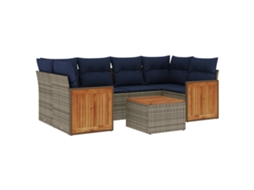 Conjunto de Sofá de Jardim, 7 Peças, Almofadas, Rattan Cinza MAISON EXCLUSIVE