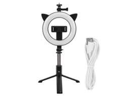 Palo de selfie Bluetooth LAXISCREED com luz LED e orelha de gato de 6 polegadas