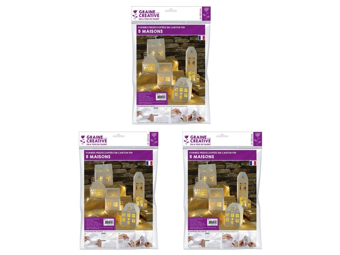 15 casas brancas para você construir 19 x 5,5 x 4,5 cm GRAINE CRÉATIVE