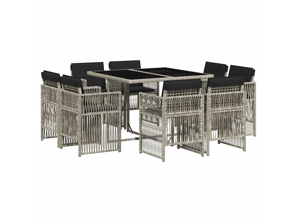 Conjunto de 9 Jantar para Jardim com Almofadões Cinzento Claro MAISON EXCLUSIVE