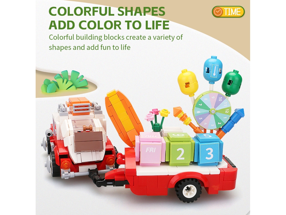 Bloques De Construção De Carro Com 413 Peças Com Flores, Globos, Reboque E Peças Móveis, Brinquedos Stem Para Crianças