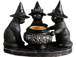 Castiçal De Halloween Estatuetas De Gato Decoração De Mesa Preto Decorações De Halloween D Gokoco