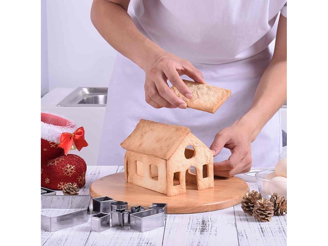 Cortador De Biscoitos, Em Aço Inoxidável, Formatos Casinha De Gengibre, Fondant, Bolos E Confeitaria