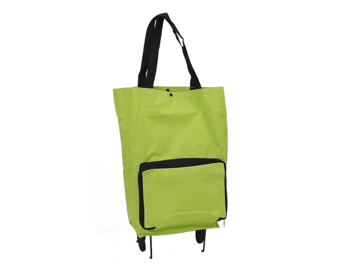 Carrinho de Compras Dobrável com Rodas, Bolsa de Armazenamento Multifuncional em Tecido, Bolsa de Compras Portátil Verde. GOKOCO