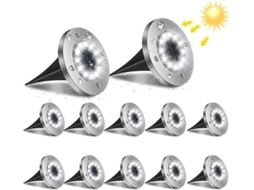 Refletor Solar Led, 12 Leds, 6000k, Ip65 À Prova D'água, para Jardim, com Instalação Simples AQUAFORGE