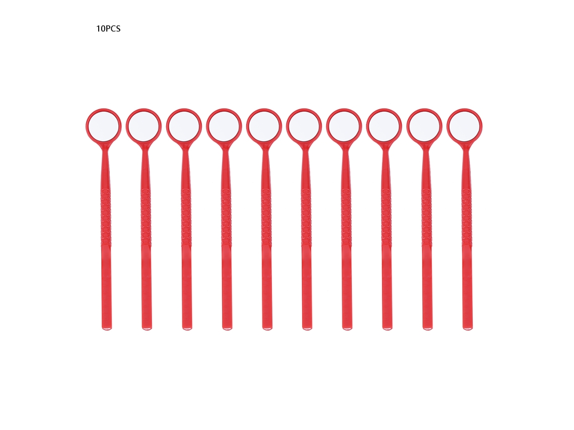 10 Peças Espelhos Bucais Dentários Com Cabo De Fibra De Vidro Para Exame Oral (vermelho)