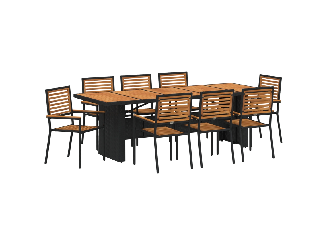 Conjunto 9 Conjunto De Jardim Vidaxl Preto Vime Pe (240 X 90 X 75 Cm)