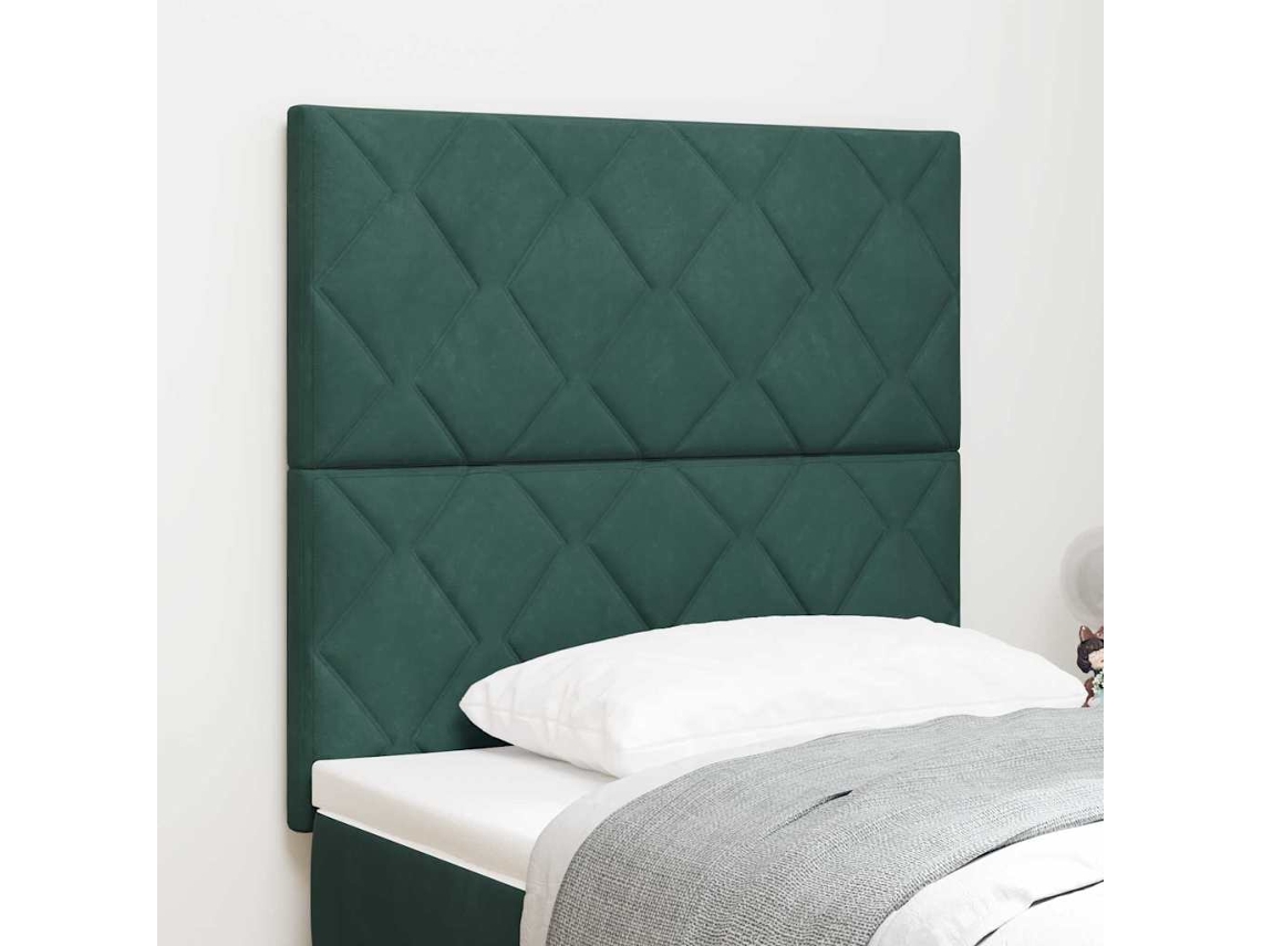 Vidaxl Cabeceira Led Verde Escuro 100 Cm Veludo