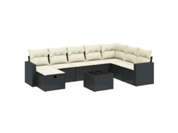 Conjunto de 9 Sofás para Jardim com Almofadões Vime Pe Preto MAISON EXCLUSIVE (9 pcs)