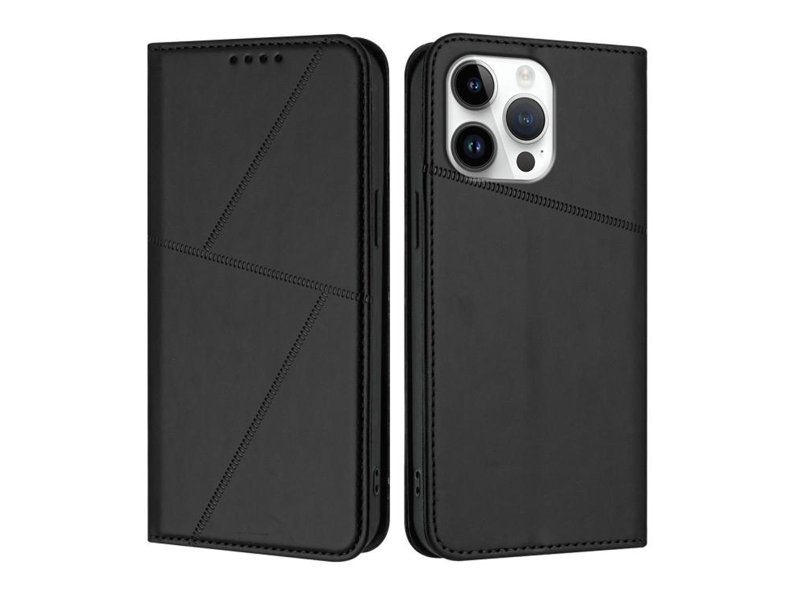 Capa De Couro Fosco Para Iphone 16 Pro Max - Flip Magnético