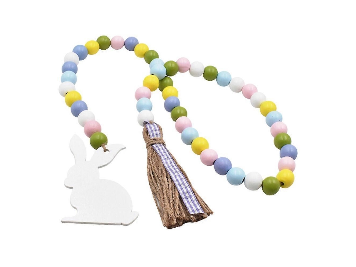 Guirlanda De Contas De Madeira Com Coelho E Pompom