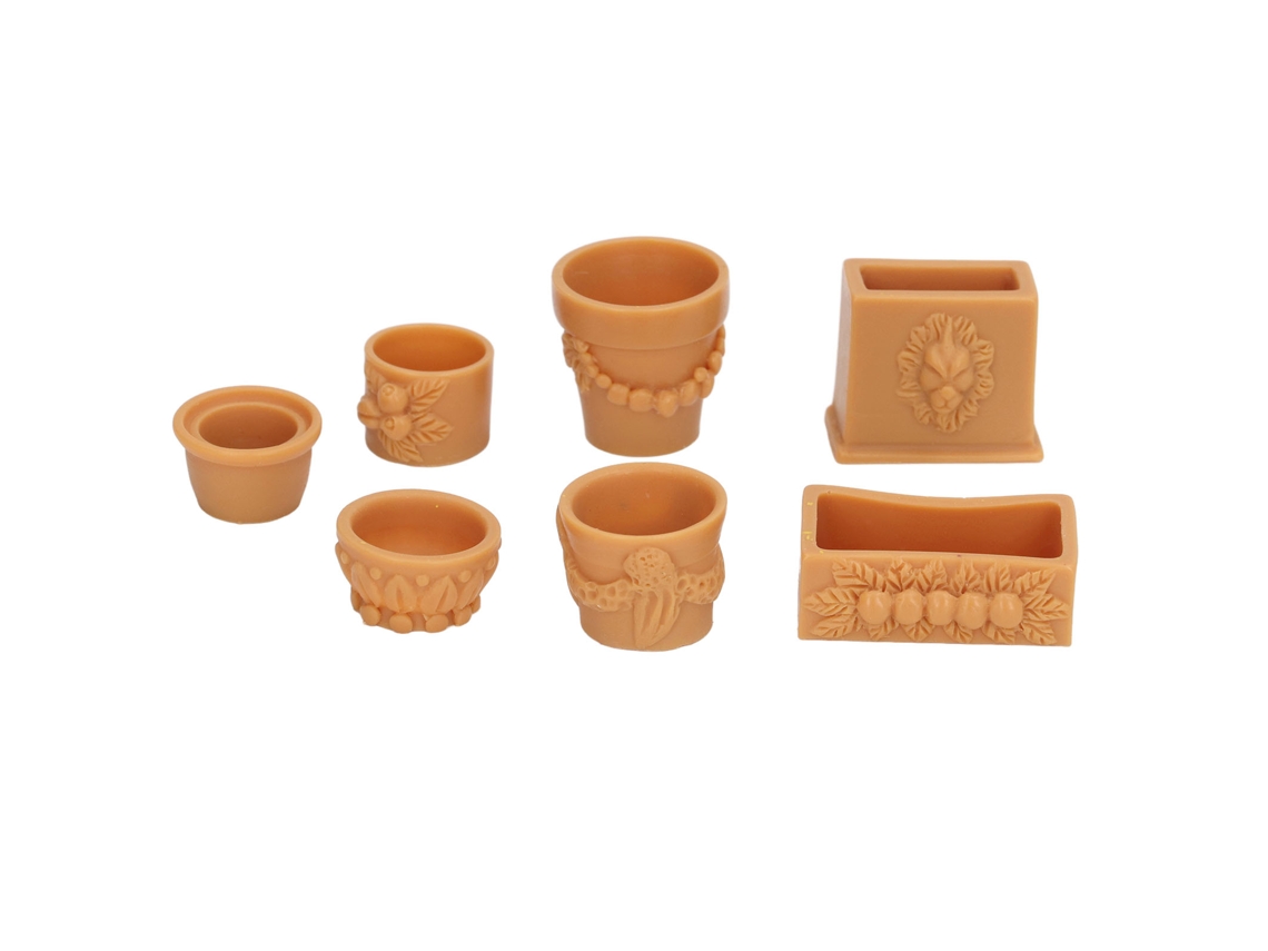 Mali 7 Peças Vaso de Flores Miniatura Resina para Decoração de Casa de Bonecas 1/12 Diy