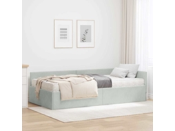 Vidaxl Estrutura De Cama De Canto Com Colchão 2 Unid. Cinzento-claro