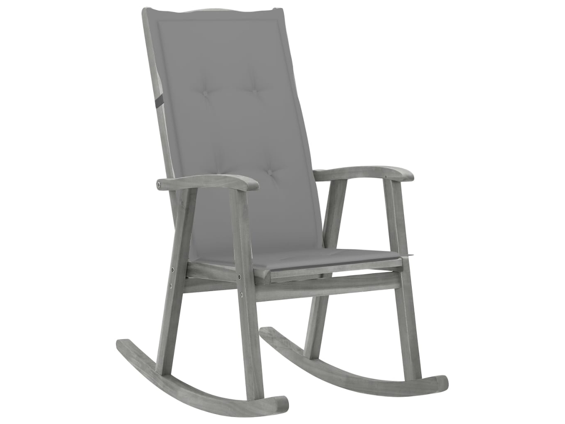 Cadeira De Baloiço Com Almofadões Acácia Maciça Cinzento Dkd Home Decor