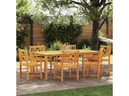 Vidaxl Conjunto De Jantar Para Jardim 7 Unid. Castanho