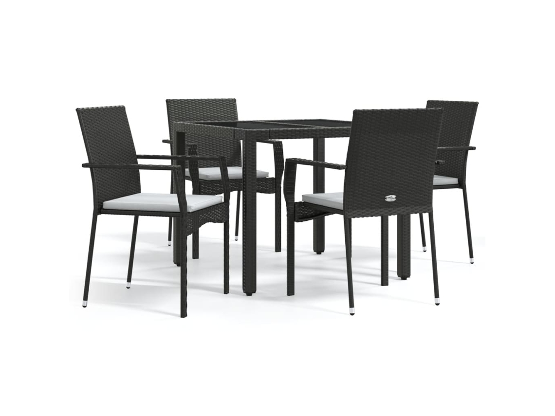 Garden Dining Set, Garden Dining Sets Vidaxl Preto Rattan / Vime (90 Cm Table Length)