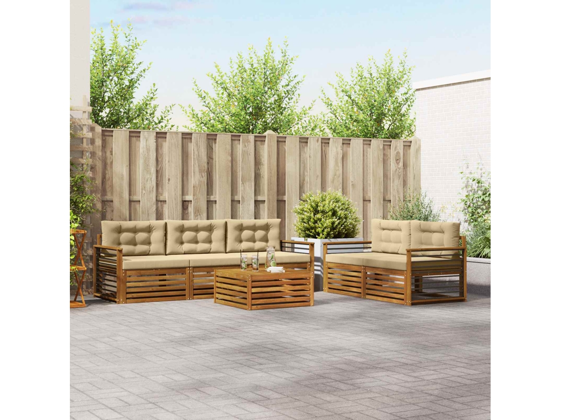 Vidaxl Conjunto De Sofás Para Exterior 6 Unid. Natural E Bege