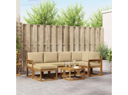 Vidaxl Conjunto De Sofás Para Exterior 7 Unid. Natural E Bege
