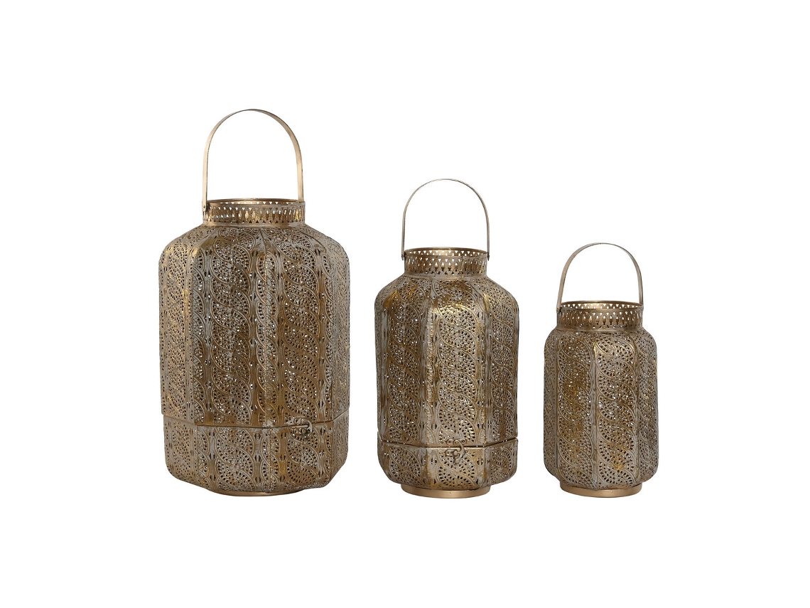 Conjunto de Castiçais Home Esprit Ouro Metal 25 X 25 X 40 Cm